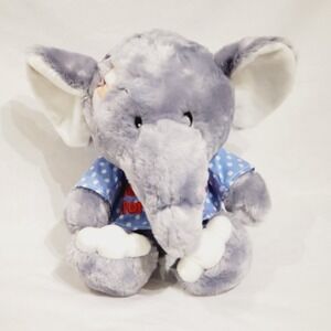 "We Are Here For You!" Elephant with Tag Gray Plush Elephant with Shirt Get Well